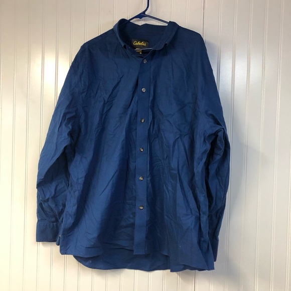Cabela’s Men’s Long Sleeve Button Down Shirt 2XL Dark Blue Heavy Thick - Picture 1 of 5